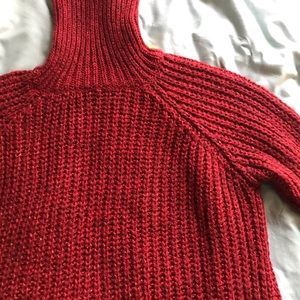MANGO Burgundy Turtleneck Sweater Dress M-L